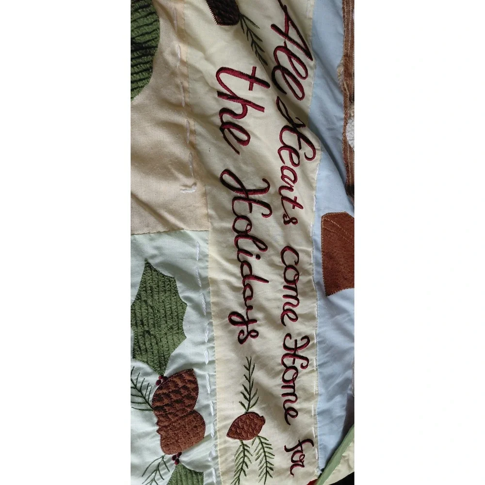 Vintage winter Home Decor 3D Applique Holiday Trow Blanket /Wall Hanging 60x48in